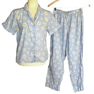 Draper James Linda Magnolia Pajama Set XS Blue Floral Lounge Sleepwear